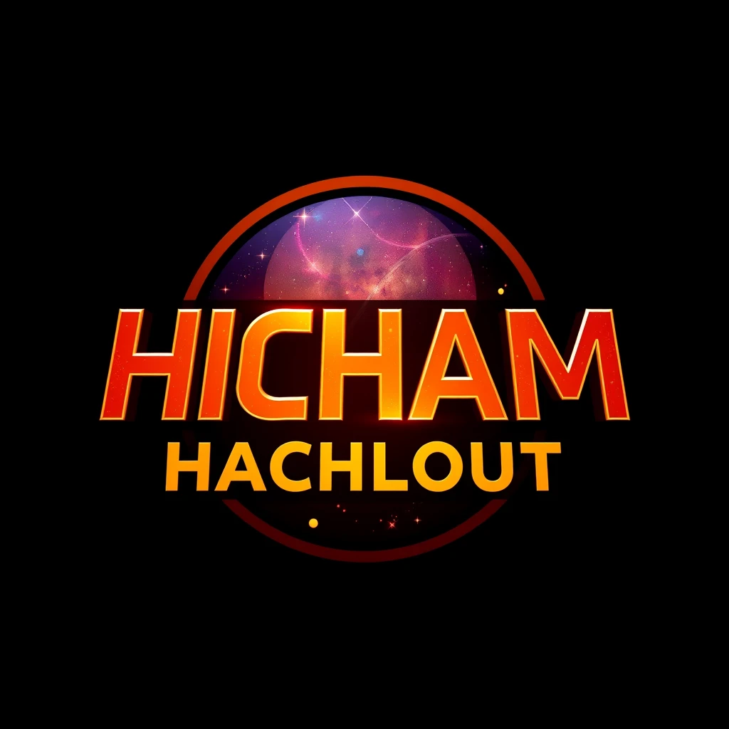 "HICHAM HACHLOUT" Text, logo design 2D, Galaxy Style