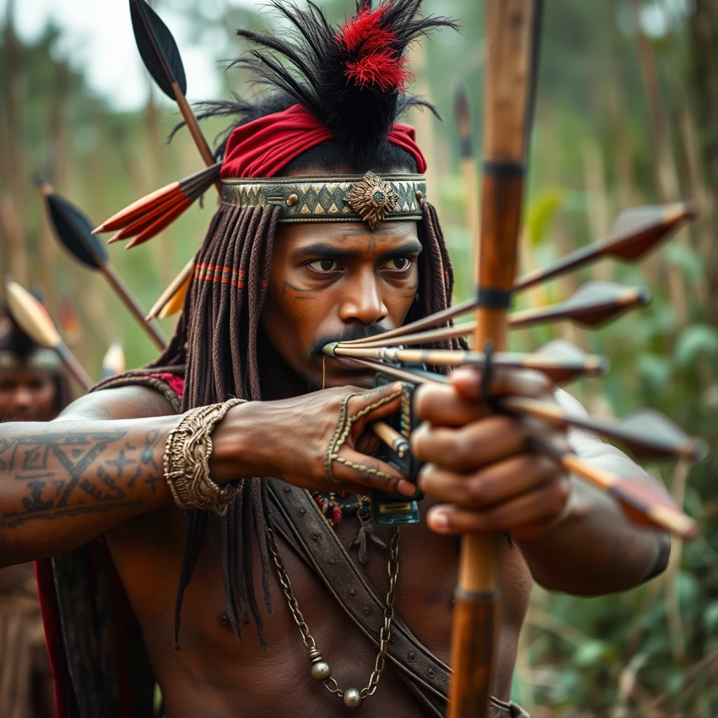 "Real person photography, many savages are shooting arrows." - Image