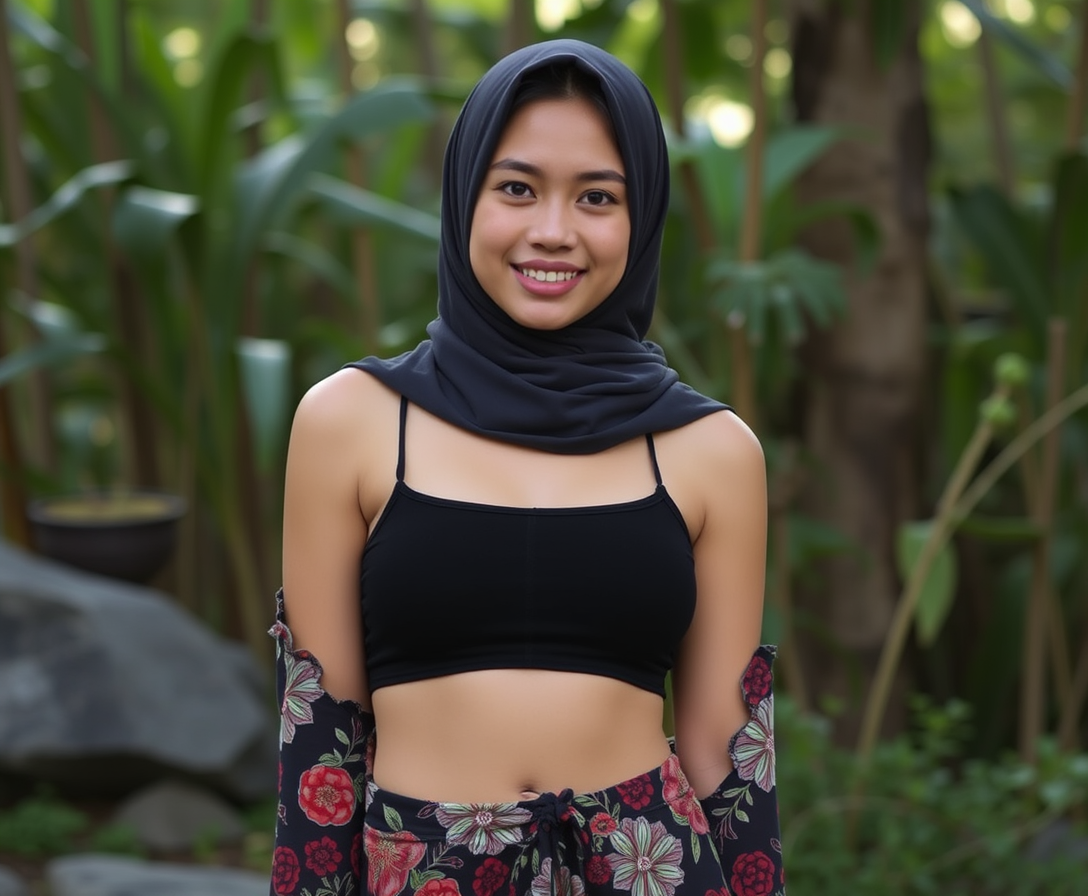 Very beautiful Indonesian girl from head to stomach. - Image