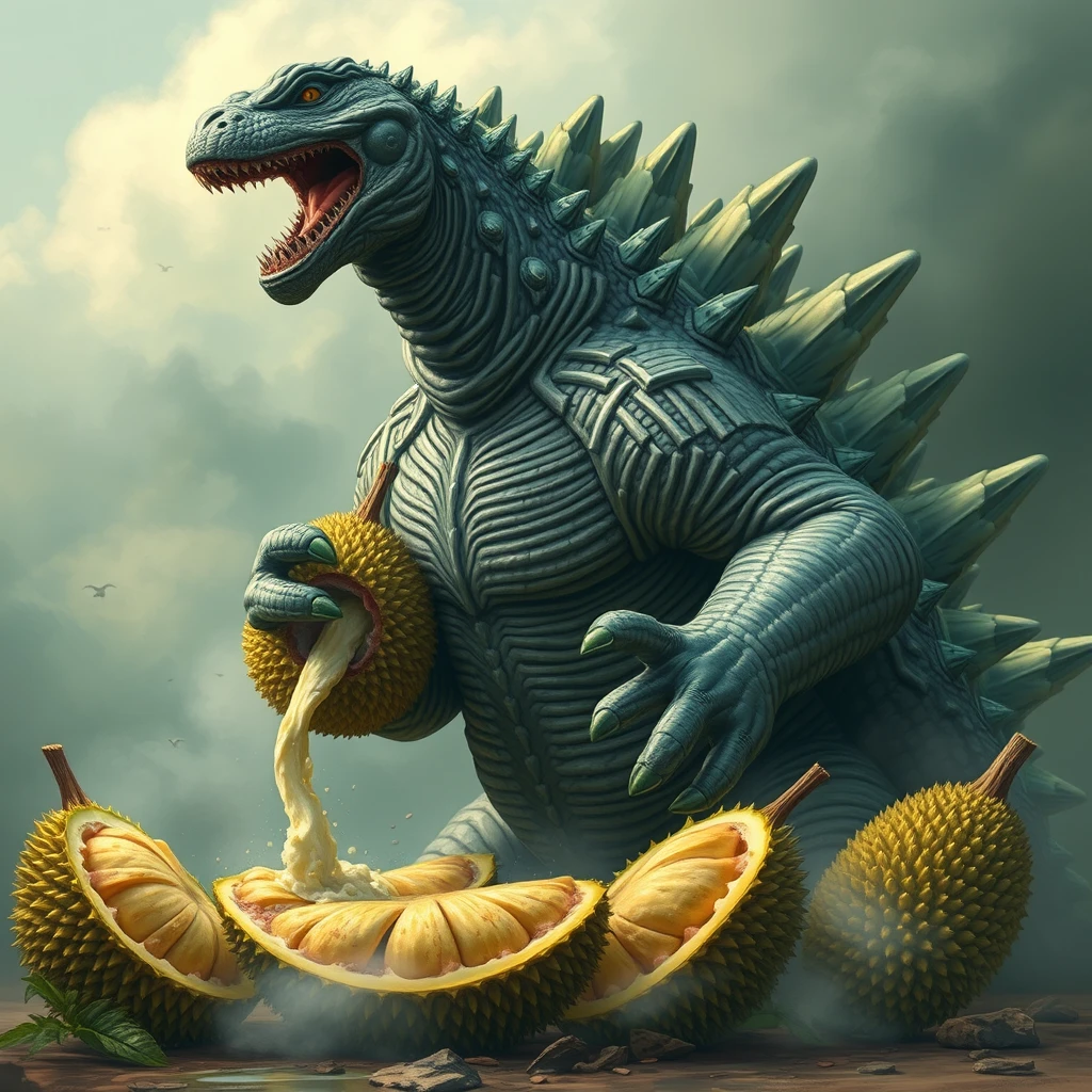 Godzilla eats durian.