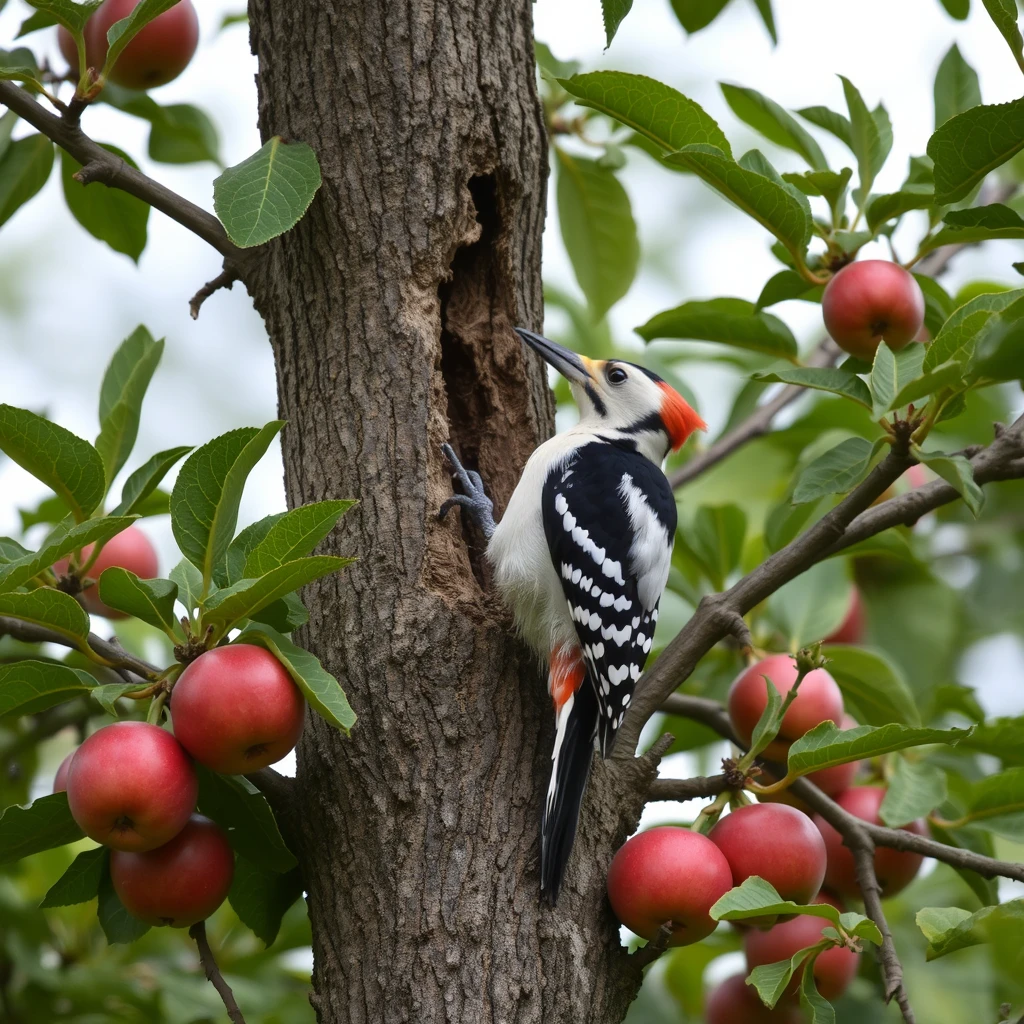 Woodpecker There are many apple trees in a garden. They’re good friends. One day an old tree is ill. There are many pests in the tree.