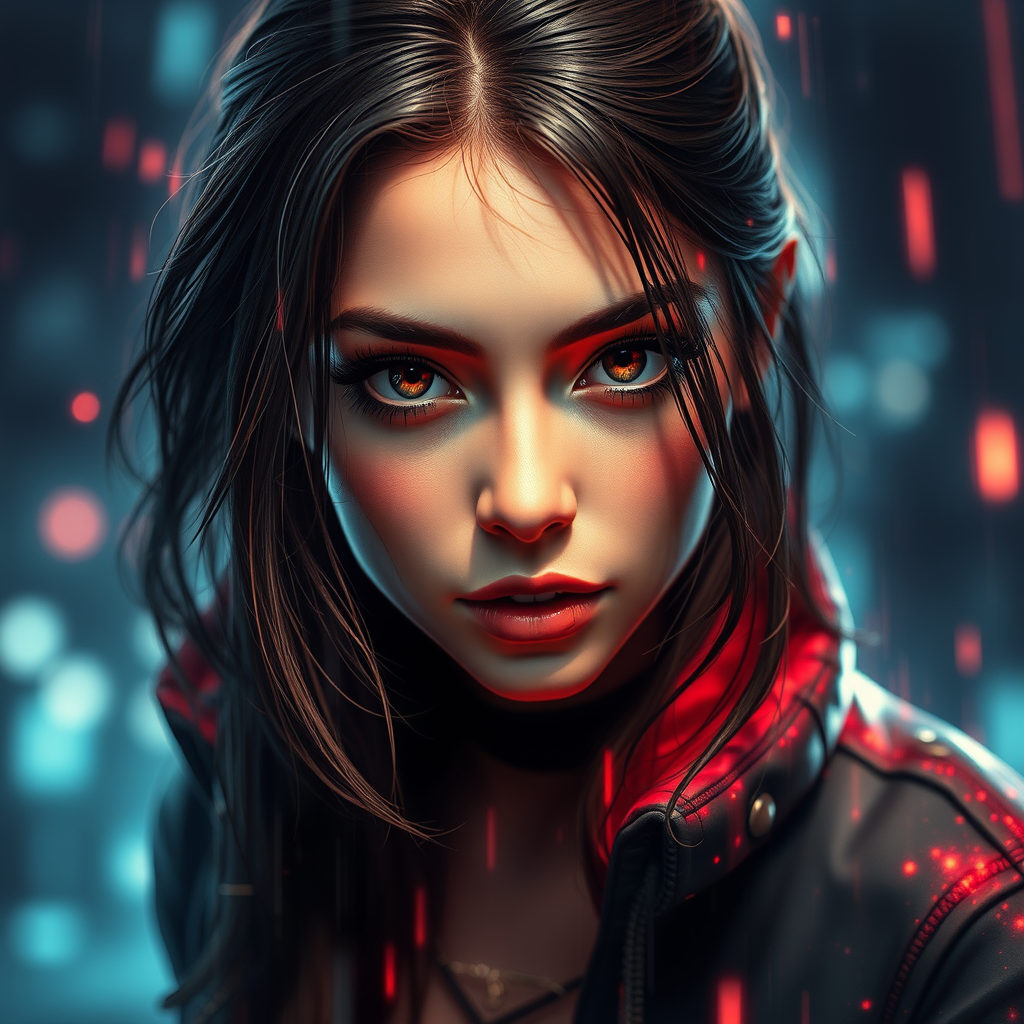 Nina Dobrev, glitch effect, glowing, dynamic lighting, hyper-detailed, photorealistic, 8k resolution, suehiro manuo, fantasy, detailed background, dynamic composition, masterpiece, dynamic lighting, ultra detailed macro.