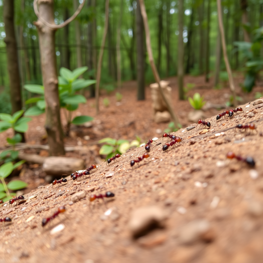 ANTS NEAR ANANTHILL FOREST BACKGROUND