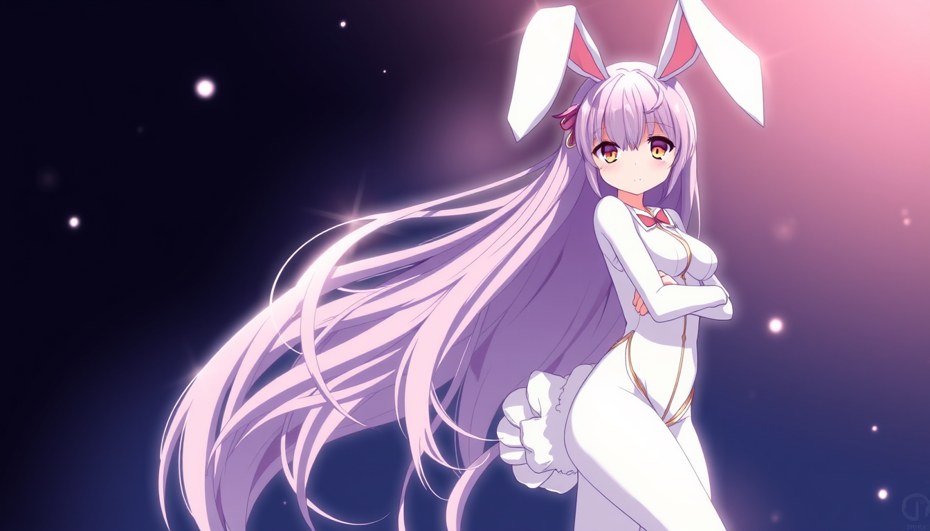 Anime art of a motherly bunny girl suit, long hair, natural reflective, detailed body, standing, wallpaper anime background, stunning details, anime artwork, illustration quality, windows wallpaper download. - Image