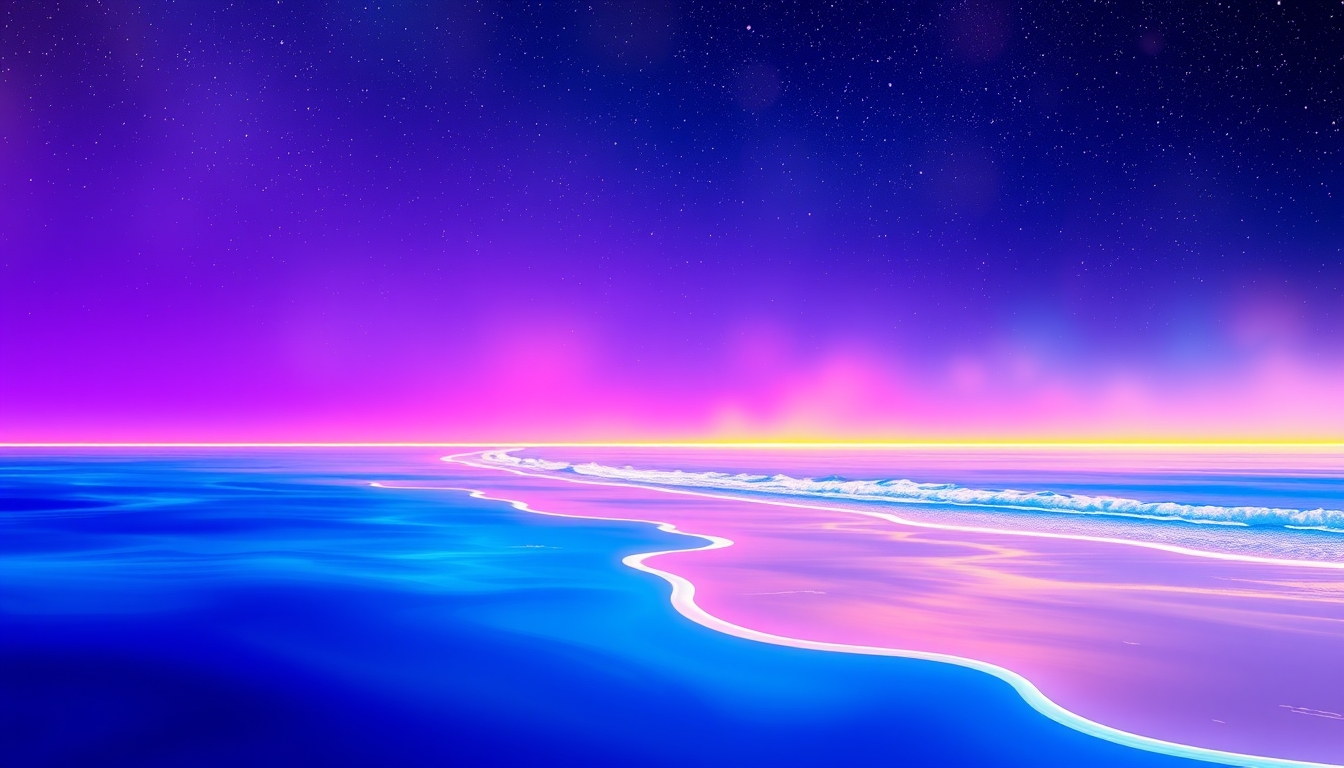 Abstract background of a sea beach in neon. - Image