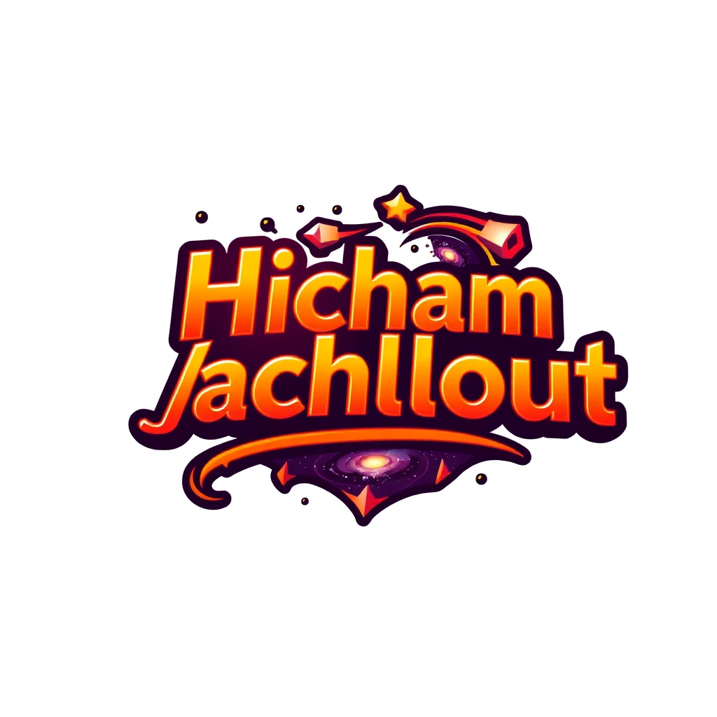 "Hicham Hachlout" Text, logo design 2D, Galaxy Style - Image