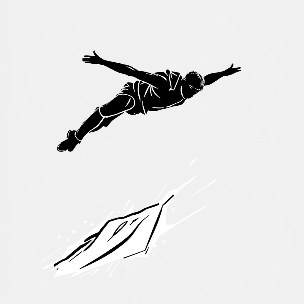 A splash image of a parkour vault move with a speedy outline, with simplified outlines highlighted. The outlines are designed to give the impression of being blown away by the wind. - Image