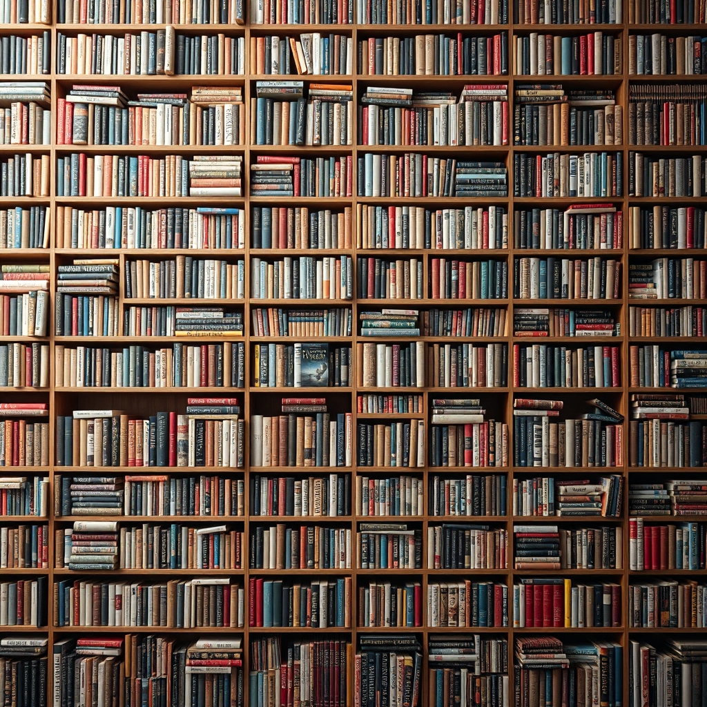 "I need a live streaming background; preferably a wall of books. The colors shouldn't be too bright, and the entire wall should be filled with bookshelves."