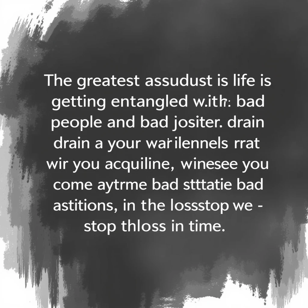 "The greatest absurdity in life is getting entangled with bad people and bad situations; it can drain all your positive energy. When you encounter bad people, withdraw in time; when you come across bad situations, stop the loss in time."