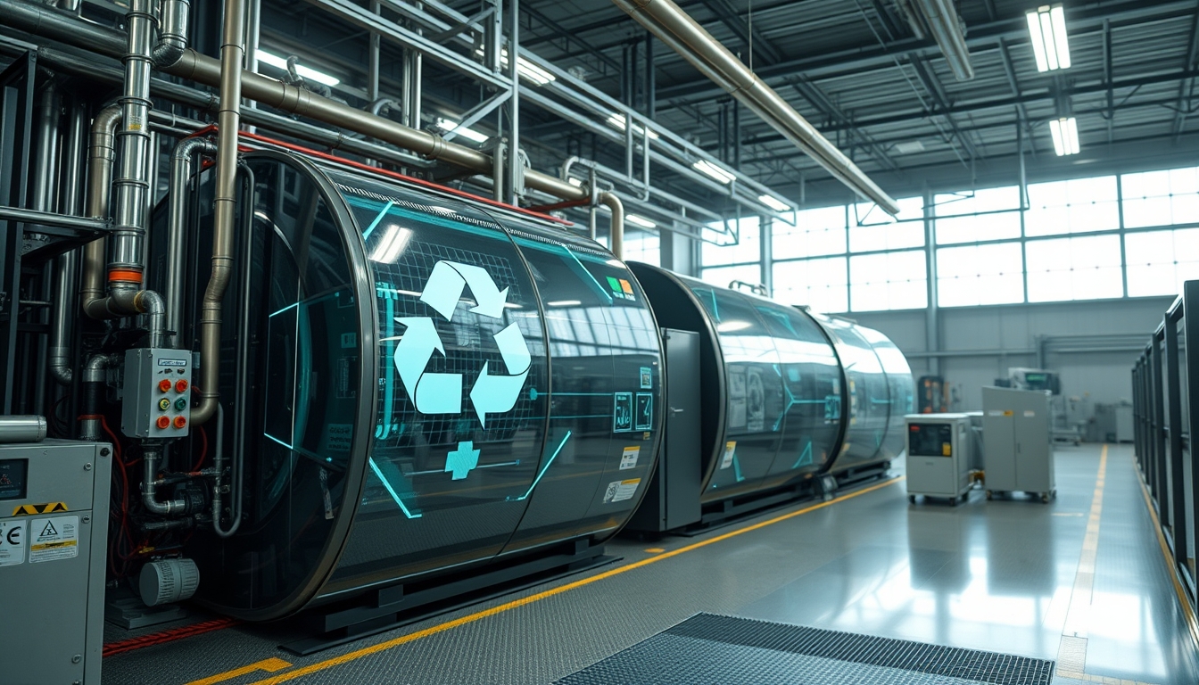 High-tech recycling facility, symbolizing circular economy.