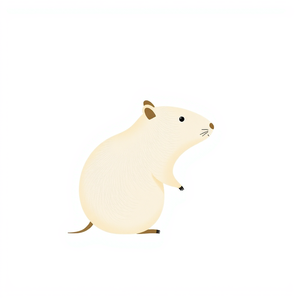 a cute minimalistic simple capybara side profile, in the style of Jon Klassen, desaturated light and airy pastel color palette, nursery art, white background - Image