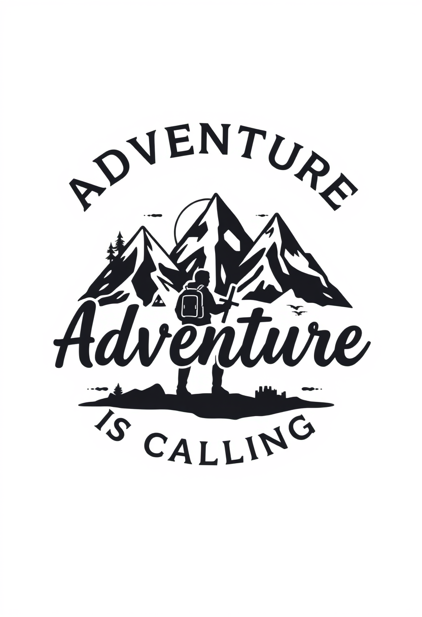 "Adventure is calling", professional T-shirt vector design isolated on a white background. - Image