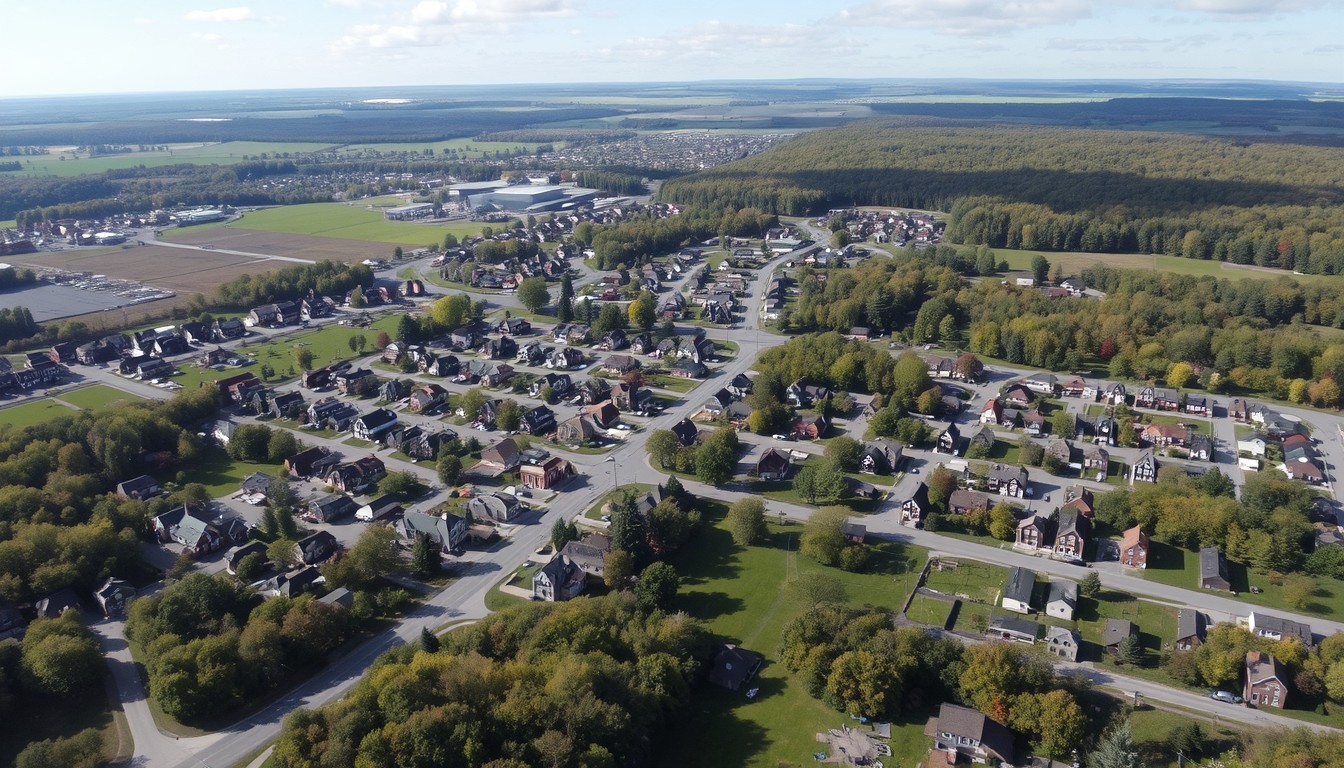 An aerial view of Guilderland, New York as it would have looked around 1920. - Image