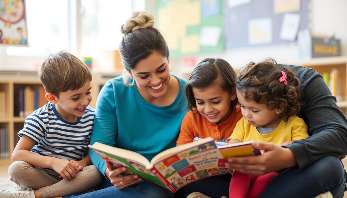 Parents reading with their children