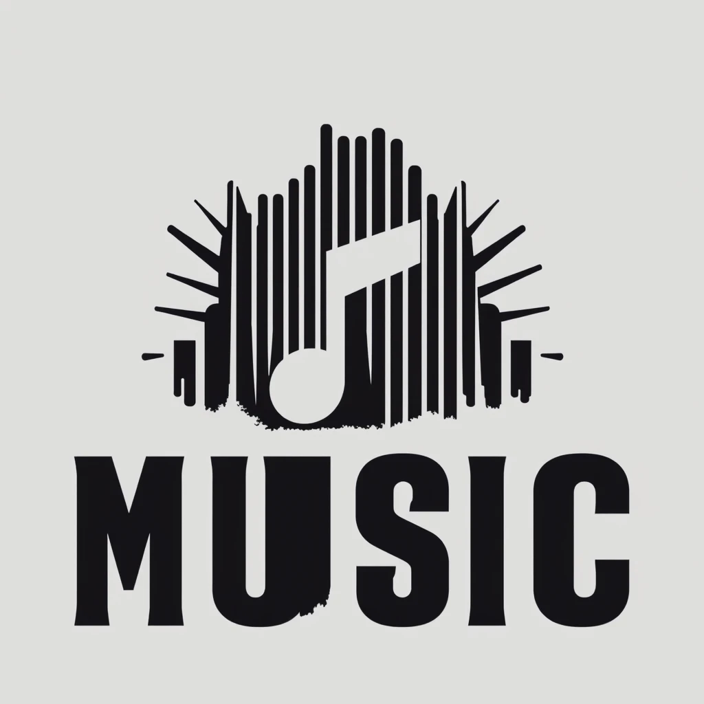 "MUSIC" text black, vector logo