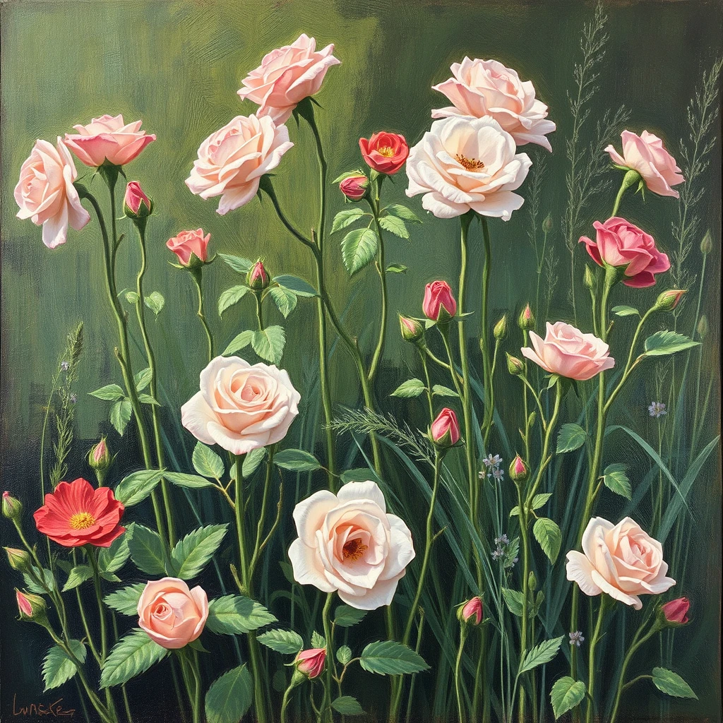 'A GARDEN OF ROSES AND GRASS'