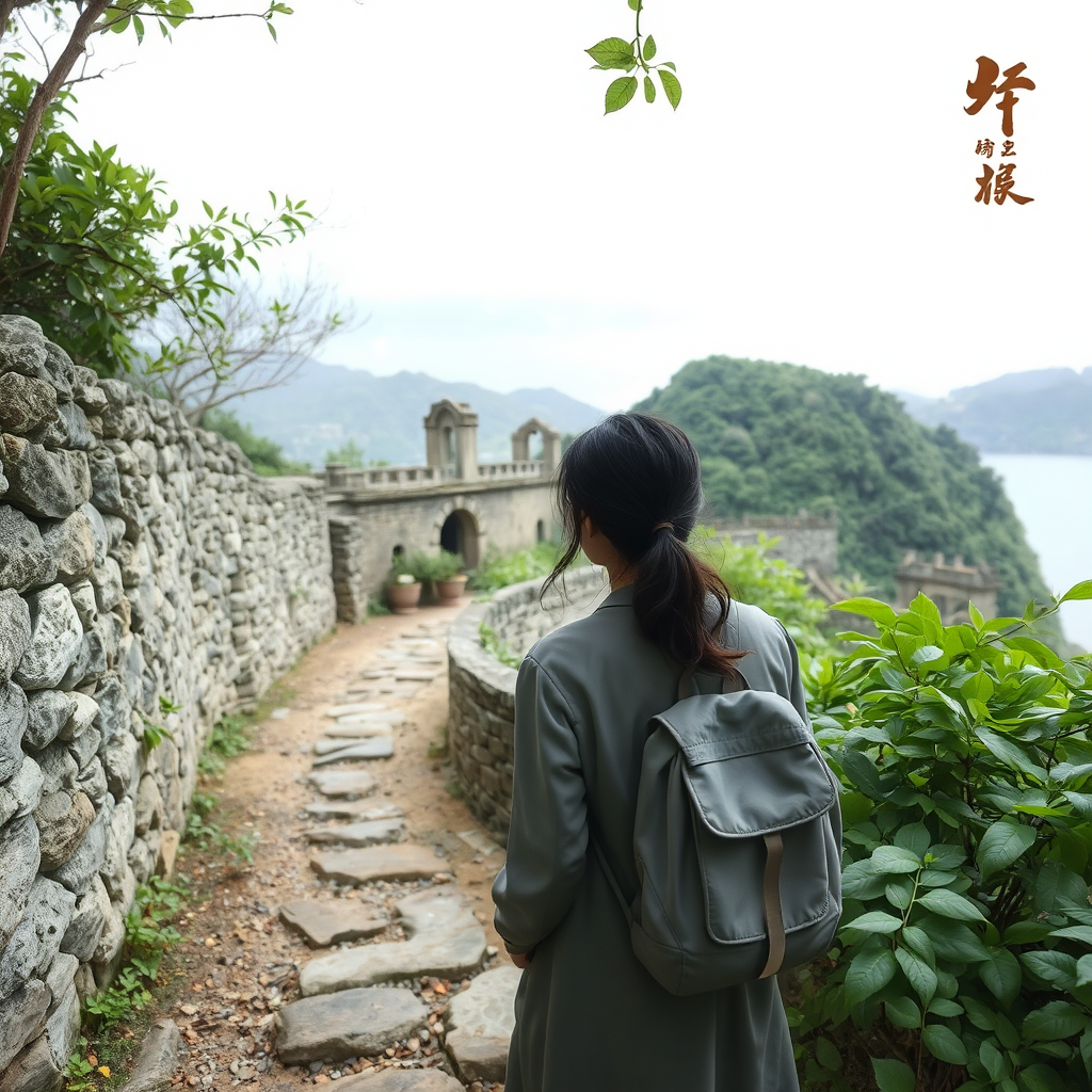 🌳 **Nature and History**: "Woman exploring trails, historical sites, every stone and leaf, stories of Cheung Chau Island, discovery, photorealistic style" - Image