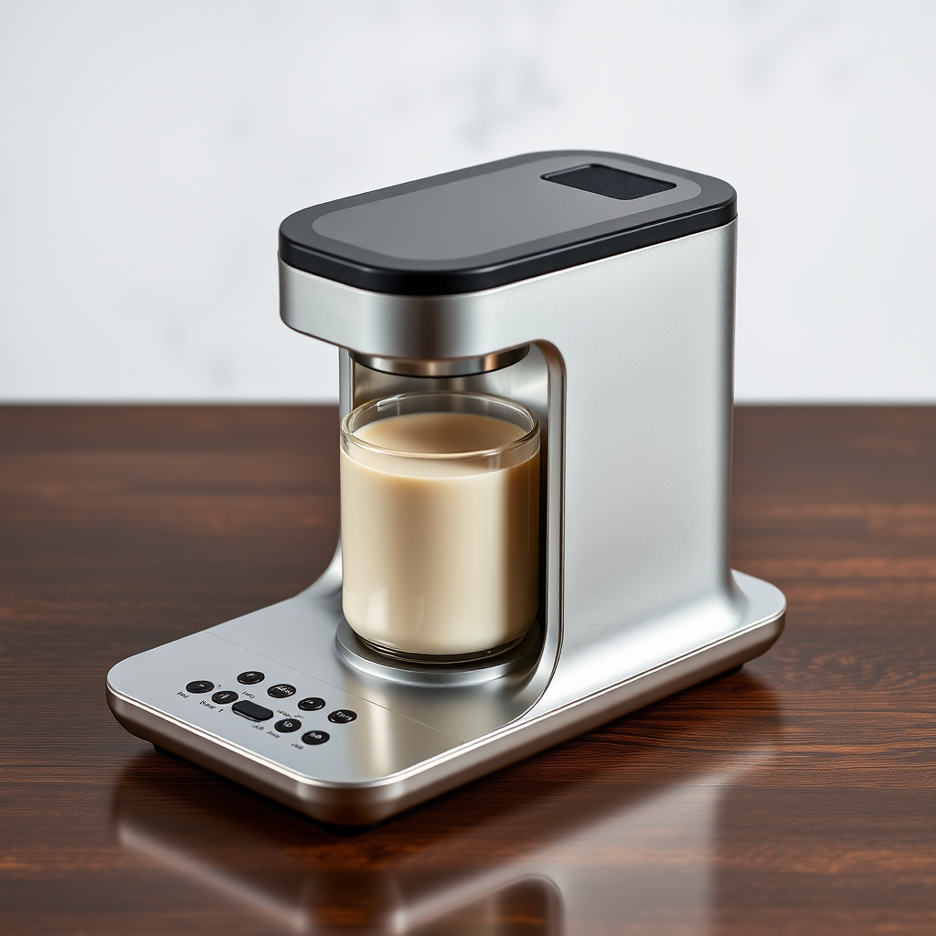 The sleek and smart-looking tabletop is a portable, personalized Indian-type small batch tea-making machine with controls for masala flavor customization and a separate mixing channel for adding the milk in custom proportions, boiling to perfection, making the whole process visible with see-through styling, easy to clean, and maintaining hygiene. - Image