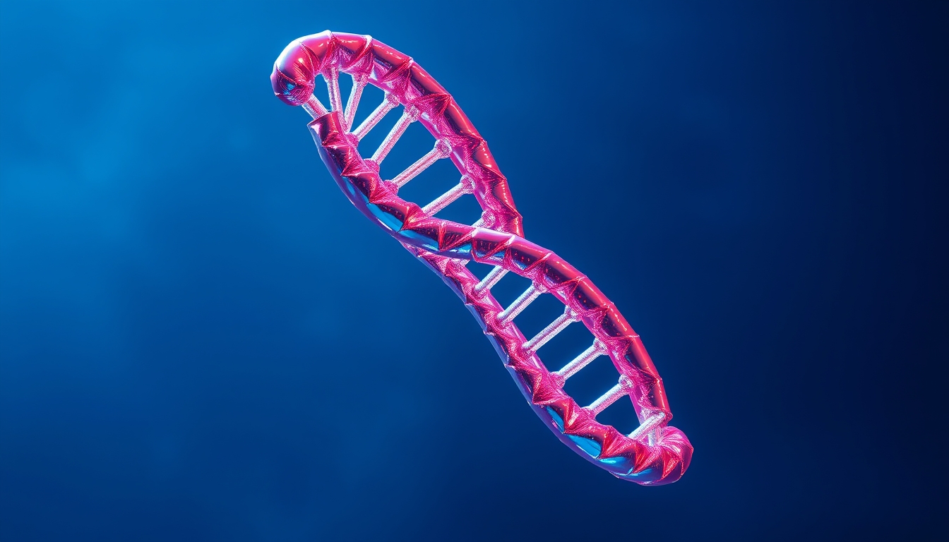 shiny inflatable DNA double helix floating in the air - Image