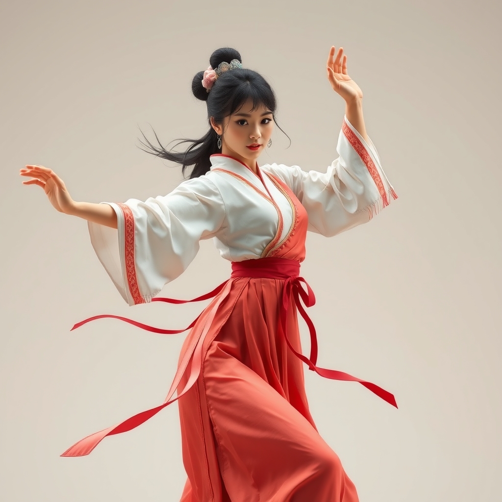 "Korean female dancing, realistic rendering." - Image