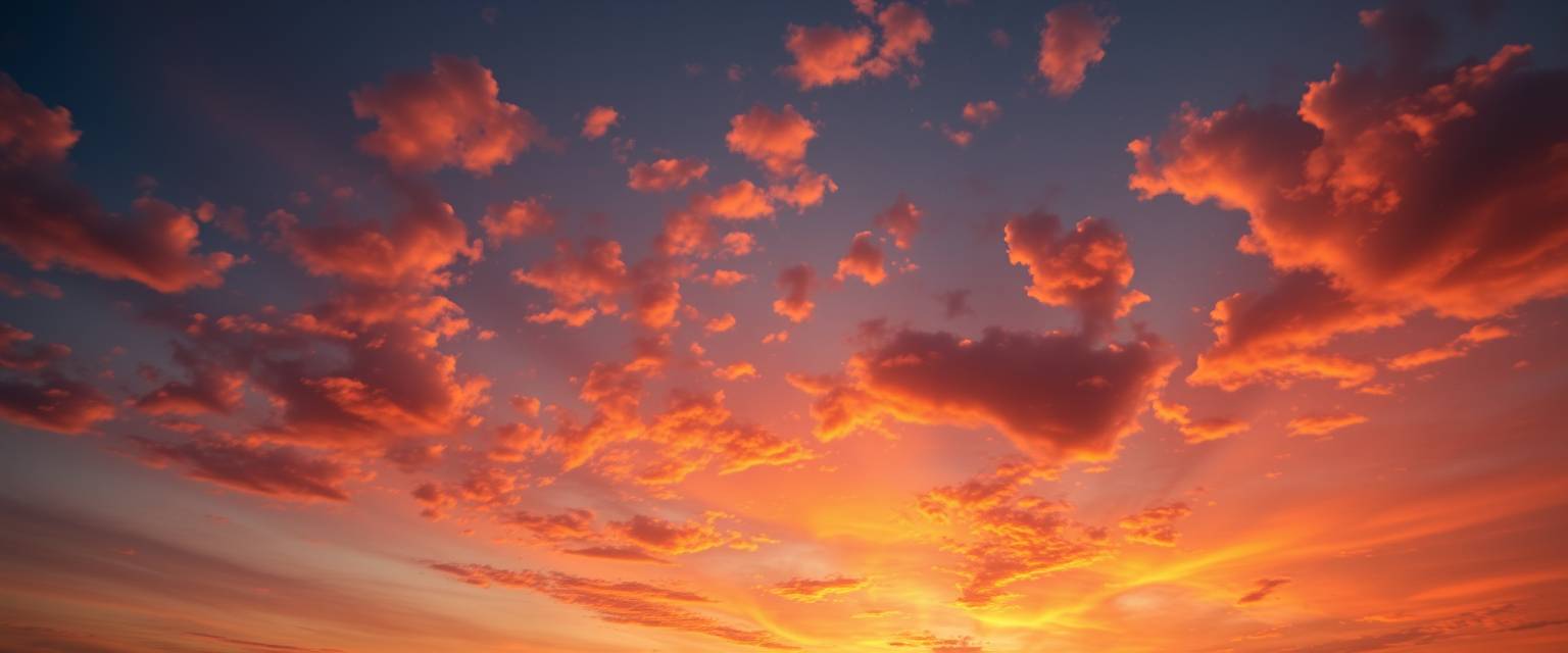 fiery, clouds, high quality, photorealistic, sky, serene