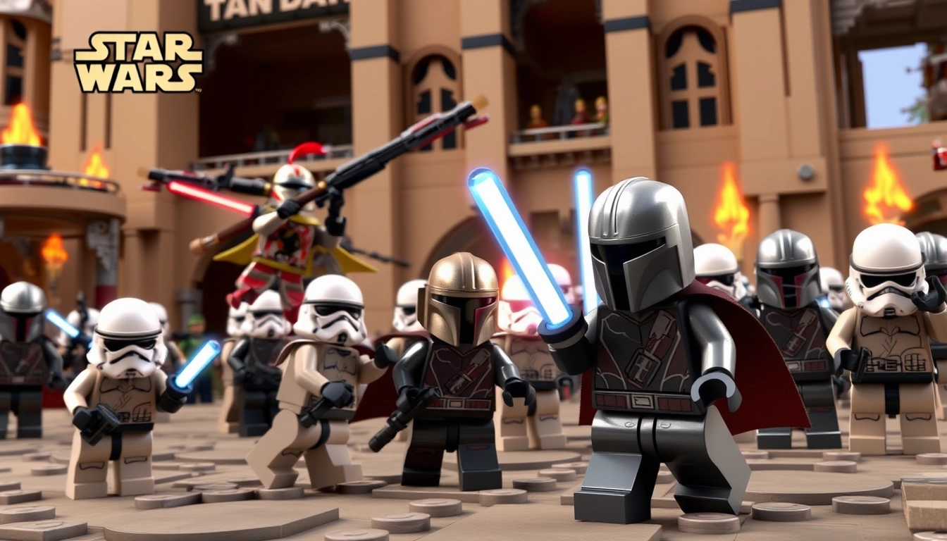 'LEGO Star Wars Mandalorian City Siege Battle

Mandalorian vs Imperial Soldiers

More than 5 Mandalorian figures, more than 5 Stormtrooper figures.'