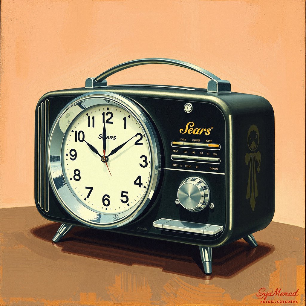 a 1962 Sears clock-radio concept, a painting by Syd Mead, 4k. - Image