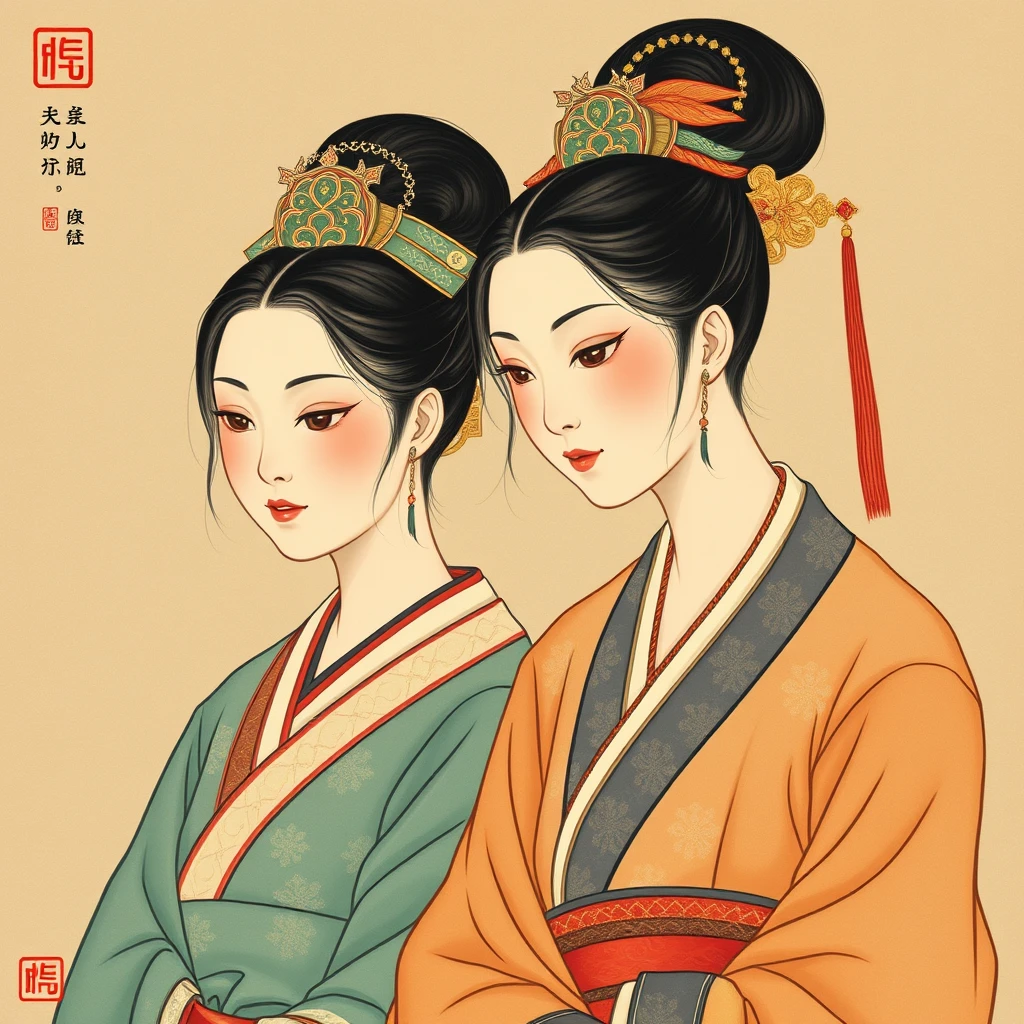 "Ancient Chinese women, Chinese painting style." - Image