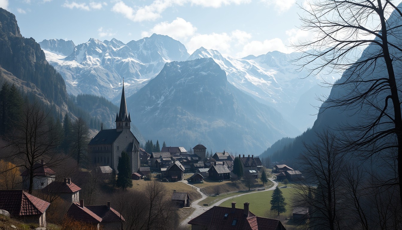 In the Middle Ages, there was a small village almost forgotten by the world, nestled in the embrace of surrounding mountains.