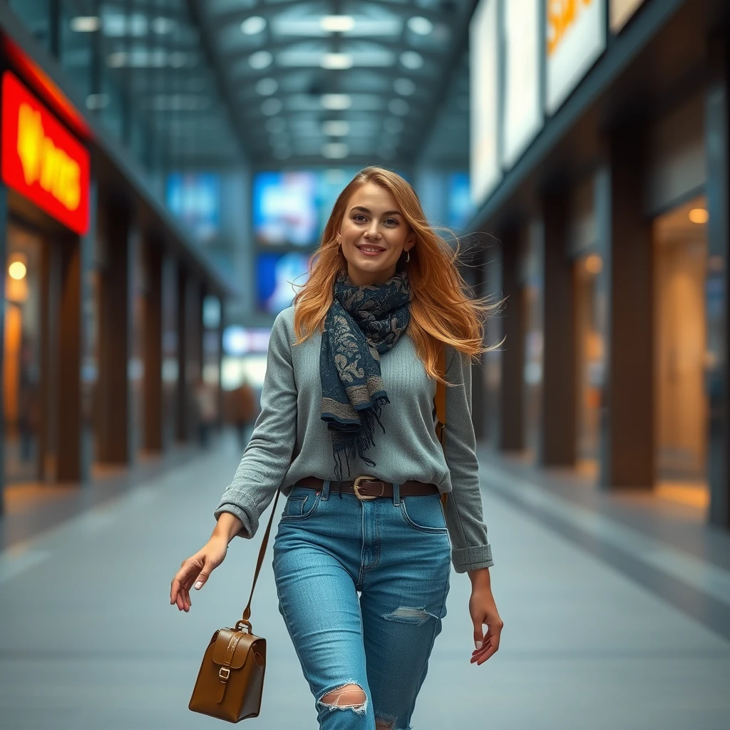 beautiful walking female model with hand waving to hi, close up to middle shot