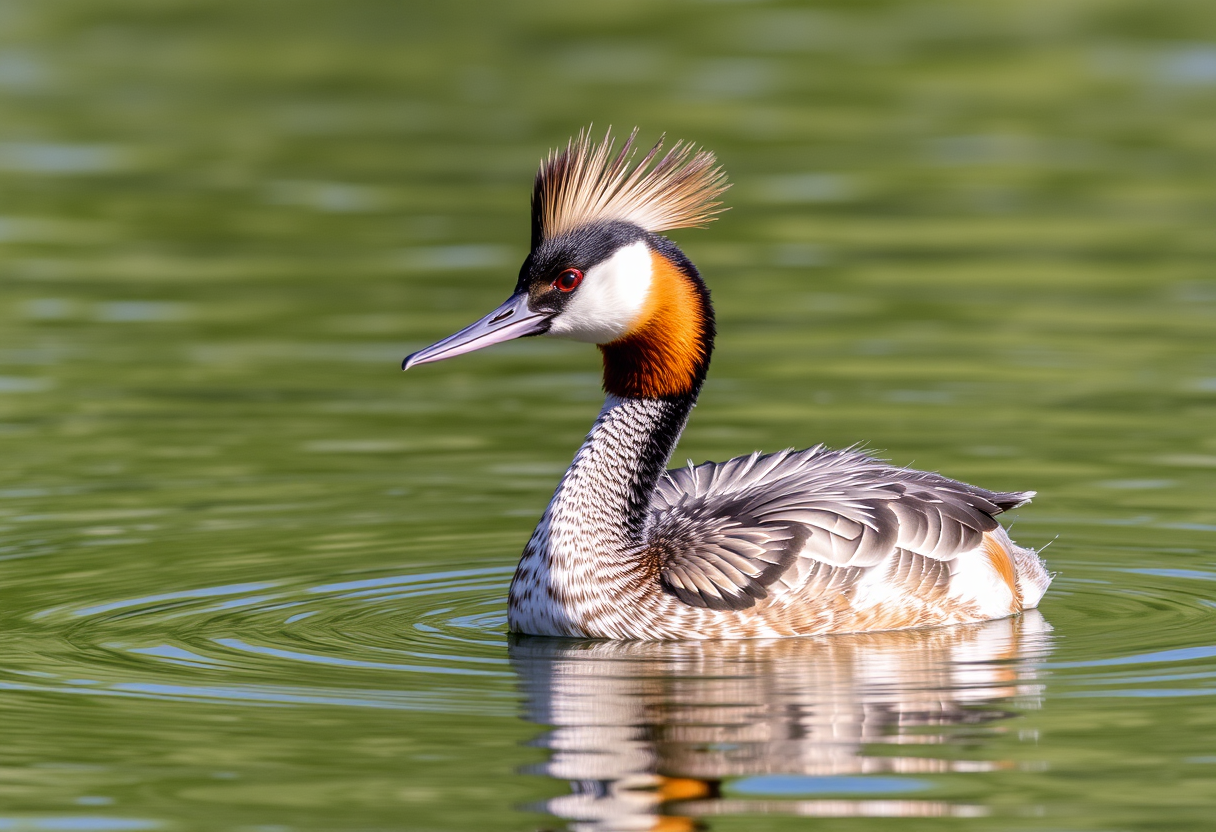 A great crested grebe (Podiceps cristatus)