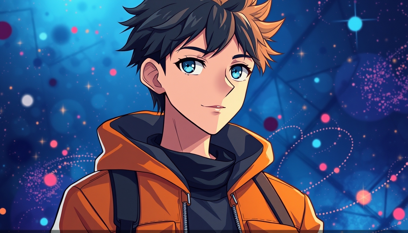 boy, smart and cool, anime, abstract background, 32K UHD, high detailed