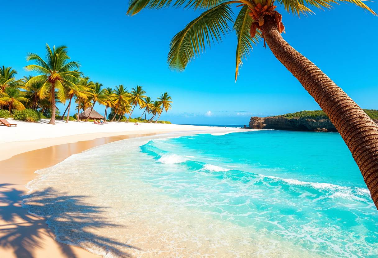 Golden, sandy beaches, turquoise waters, palm trees, exotic, tropical paradise, high quality, clear blue sky, pristine, seashells, hammock, peaceful, tranquil, vacation getaway, coastal::0.8 surfing, breaking waves, surfers, vibrant, energetic, sunshine, sand dunes, coastal cliffs. - Image