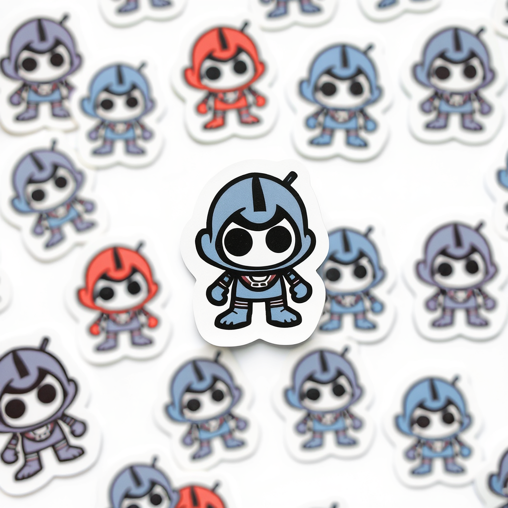 3D character small sticker white background