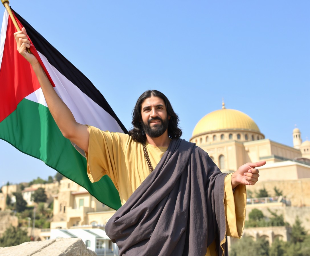 Jesus I’m Palestine Holding Flag Of Palestine