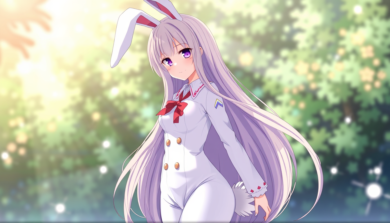 Anime art of a motherly bunny girl suit, long hair, natural reflective, detailed body, standing, wallpaper anime background, stunning details, anime artwork, illustration quality, windows wallpaper download. - Image