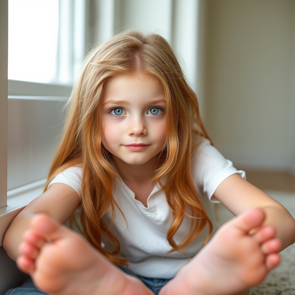 white girl, ginger, cute, green eyes, feet