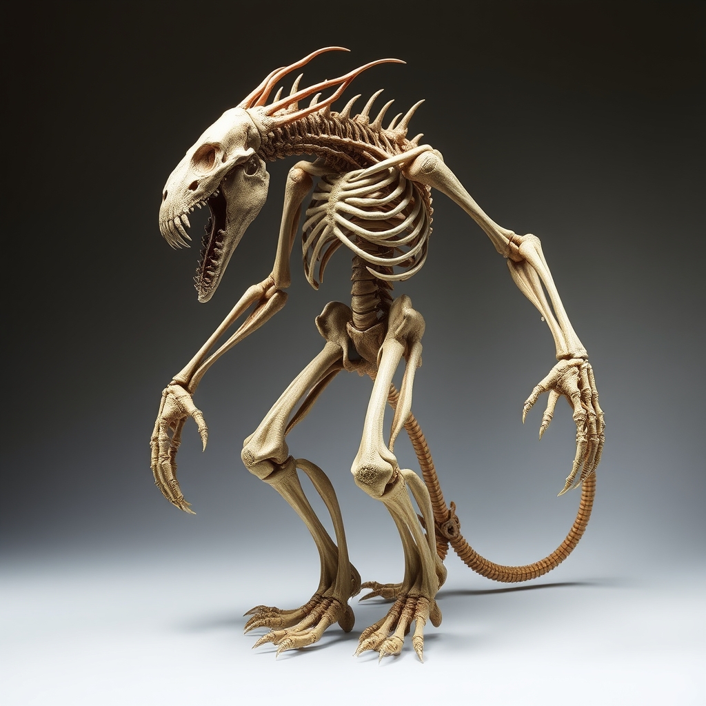 Anatomical Showcasing the Intricate Skeletal and Muscular Structure of a Monstrous Grotesque Creature