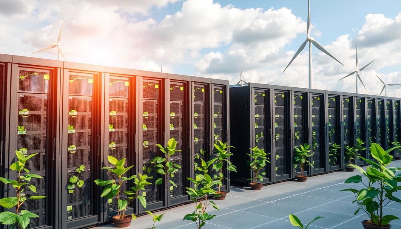 Clean energy-powered data center, symbolizing green tech infrastructure.