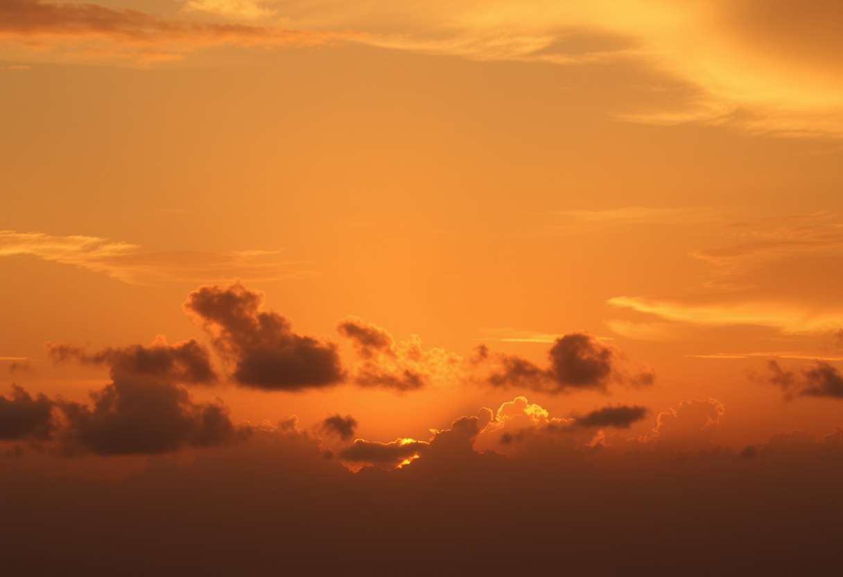 fiery sunset, clouds, high quality, photorealistic, evening sky, reflection, serene