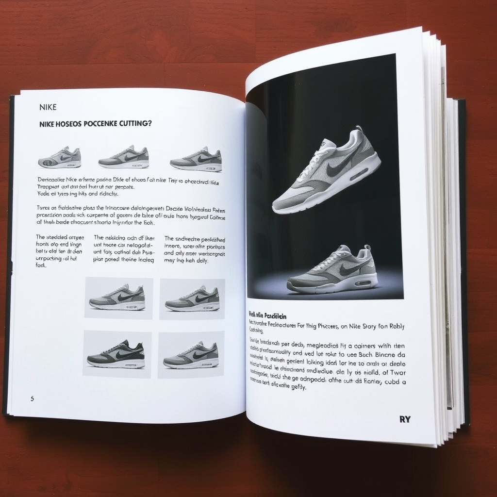 Book with procedures to create Nike shoes for the process 'cutting', with the brand 'RY', using the Indonesian language.