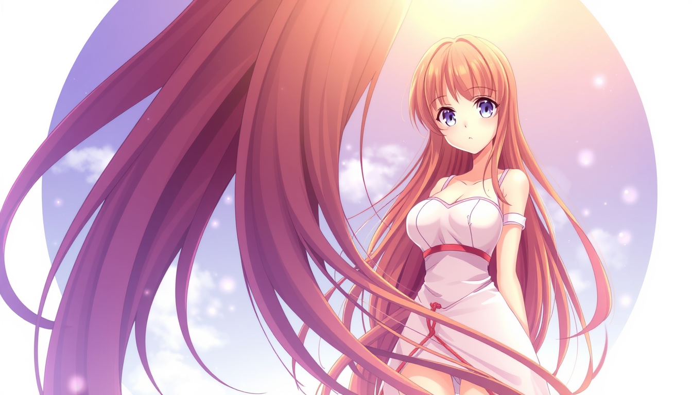 Anime art of a motherly Orihime, long hair, natural reflective, detailed body, standing, wallpaper anime background, stunning details, anime artwork, illustration quality, windows wallpaper download. - Image