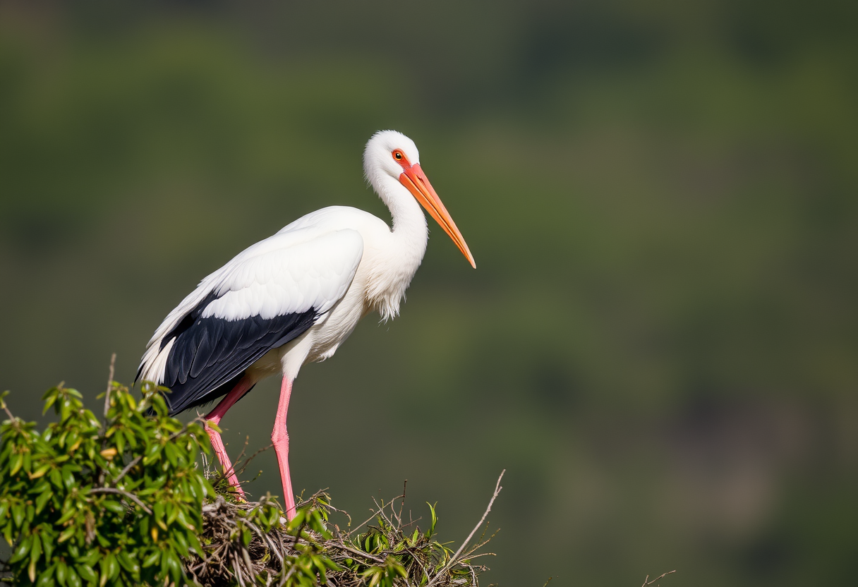 A white stork bird (Ciconia ciconia) - Image