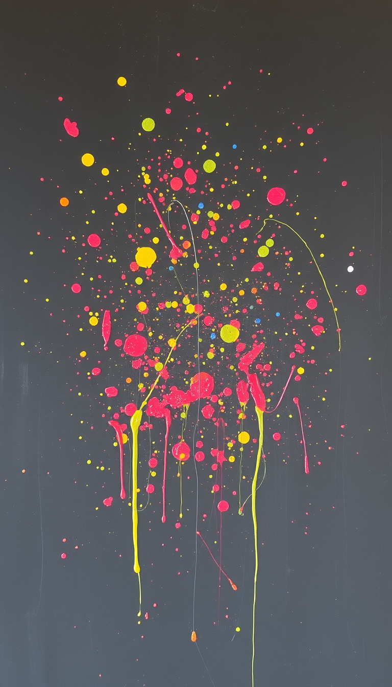 Oil paint splattered on black canvas. - Image