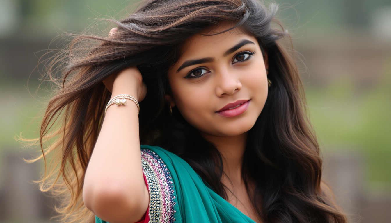 "Beauty teenager from India with great hair."