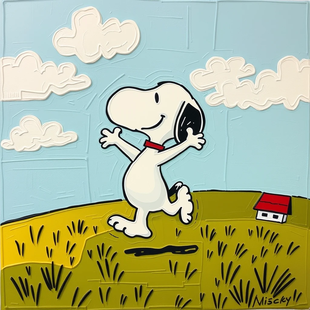 Dancing Snoopy in the style of cubism - Image