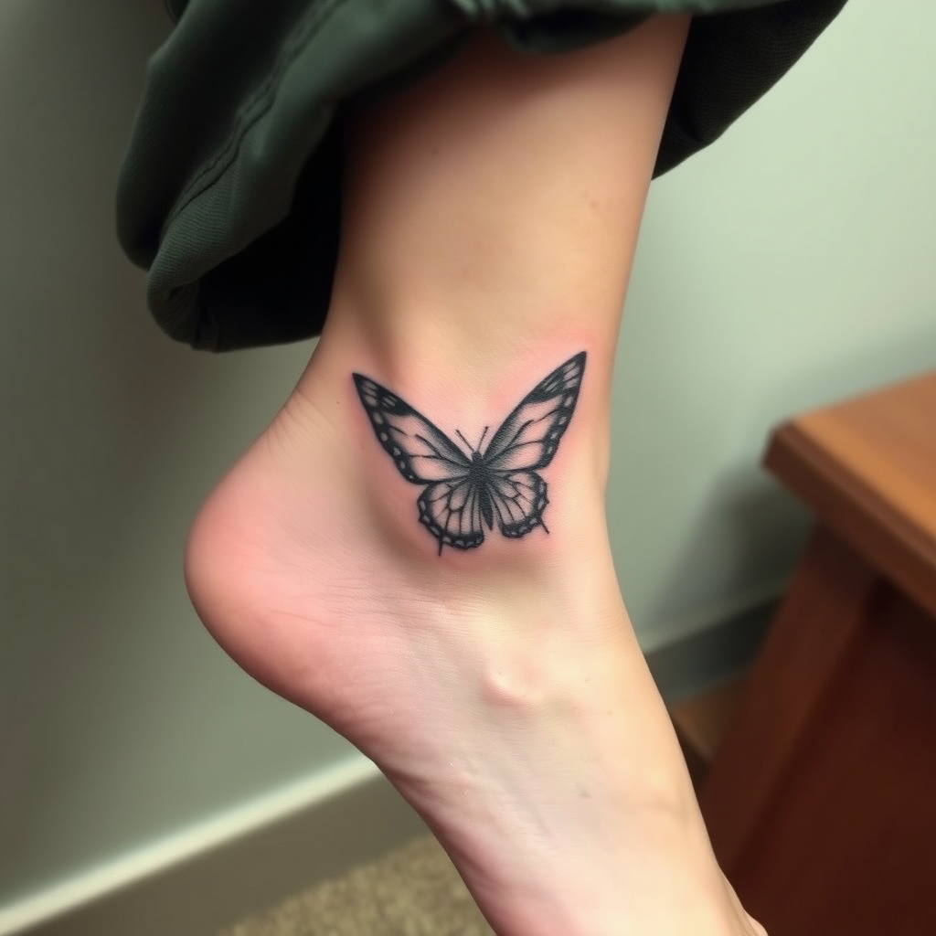 Tattoo image, outer side of the ankle