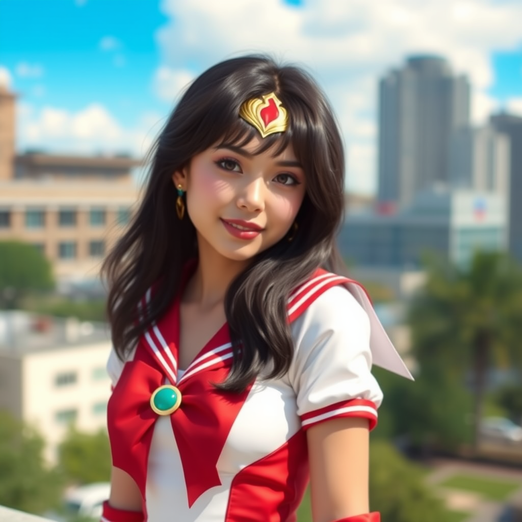 Sailor Mars as a real human, realistic.