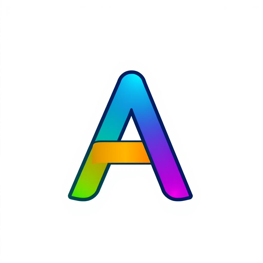 A logo with the letter A in a color palette of rgba(7,130,216,255), rgb(20,147,220), and rgb(76,212,244) features an abstract IT expression with a transparent background.