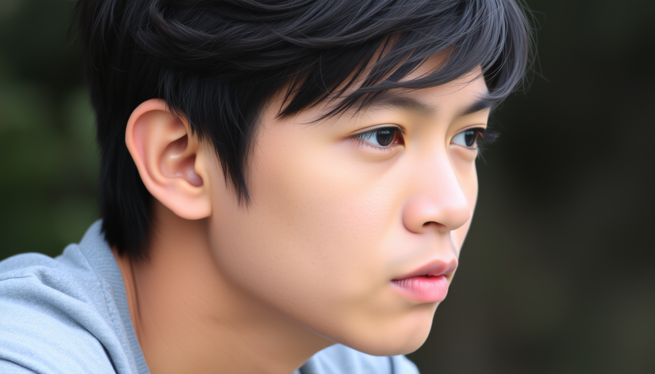 Handsome teenager from Indonesia with good hair. - Image